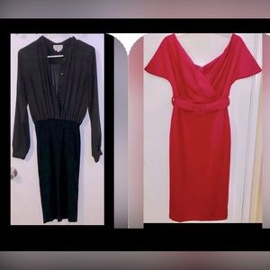 Dress Bundle - 1pc Black Pencil Skirt Dress 1 Pink Dress w/Belt - size Large
